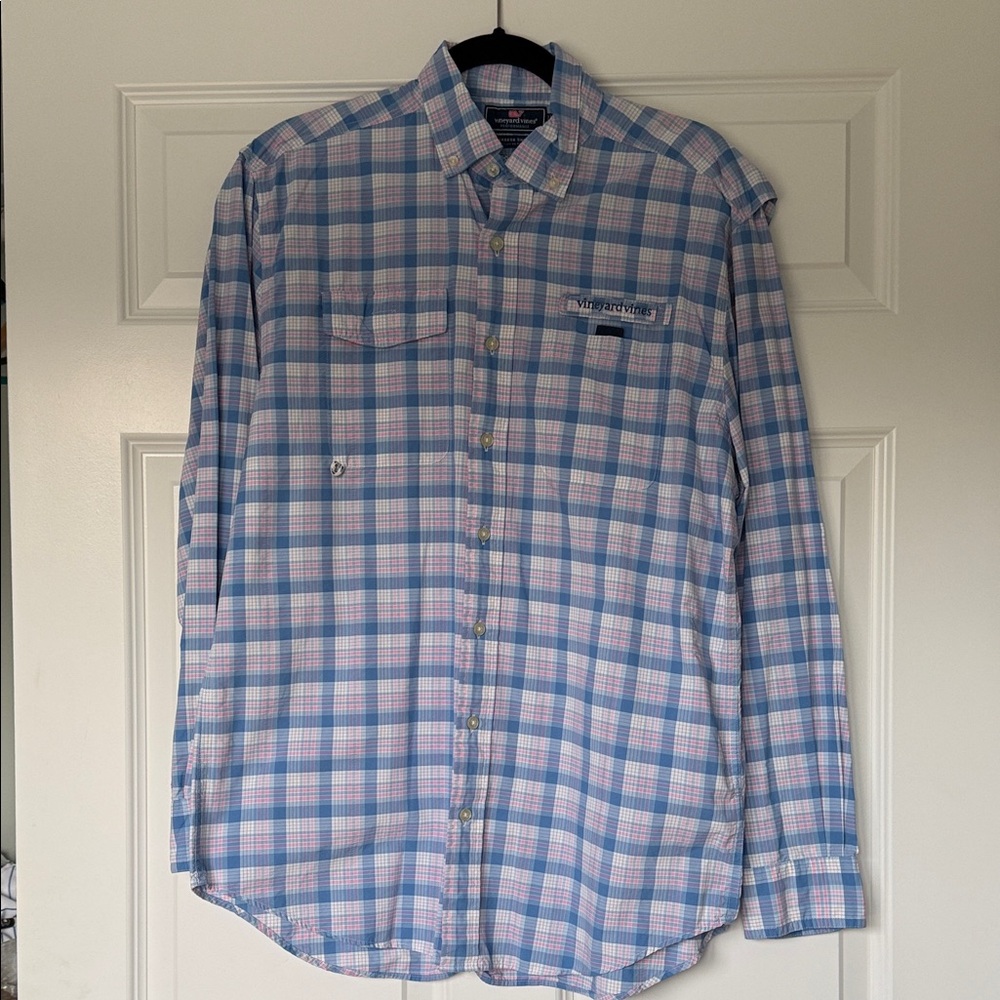 Vineyard Vines Light Pink and Blue Checkered Shirt